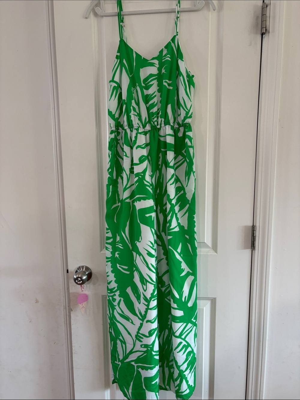 Lilly Pulitzer for Target Green & White Tropical-Print Wide-Leg Jumpsuit